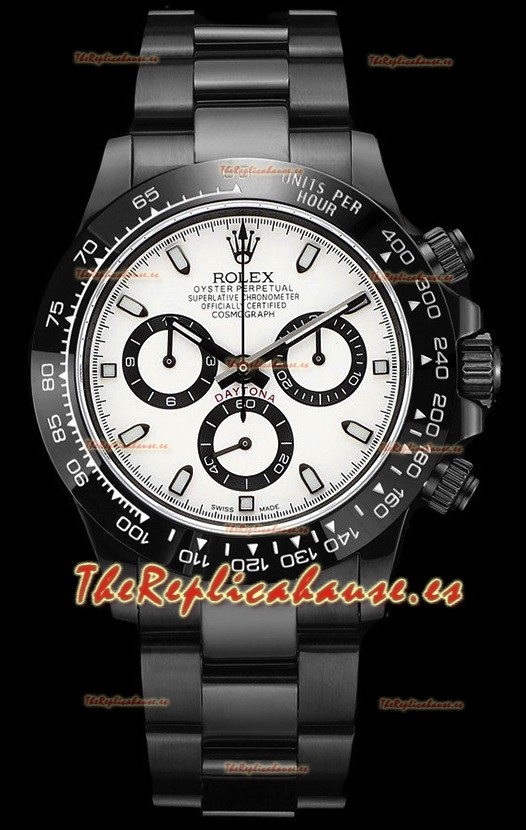 Rolex Daytona Blaken Réplica Suiza a Espejo 1:1 Dial Blanco Movimiento Cal.4130 (CON CAJA) 