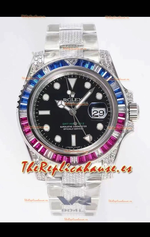 Rolex GMT Masters II Diamonds Reloj Suizo Caja Acero 904L - Calida a Espejo 1:1