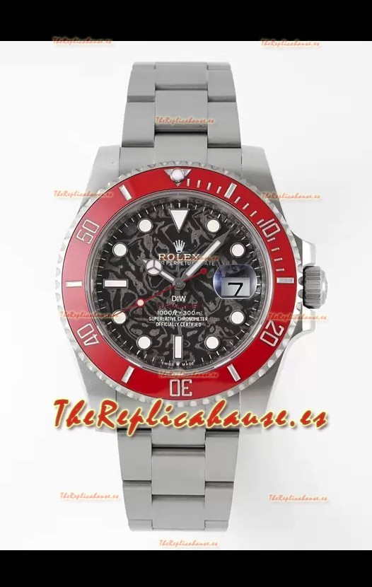 Rolex Submariner DiW Caja Acero Inoxidable Bisel Reloj Edición Cerámica Rojo