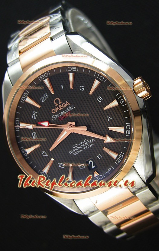 Omega Seamaster Aqua Terra GMT 150M 43MM Réplica a Espejo 1:1 Caja en Dos Tonos