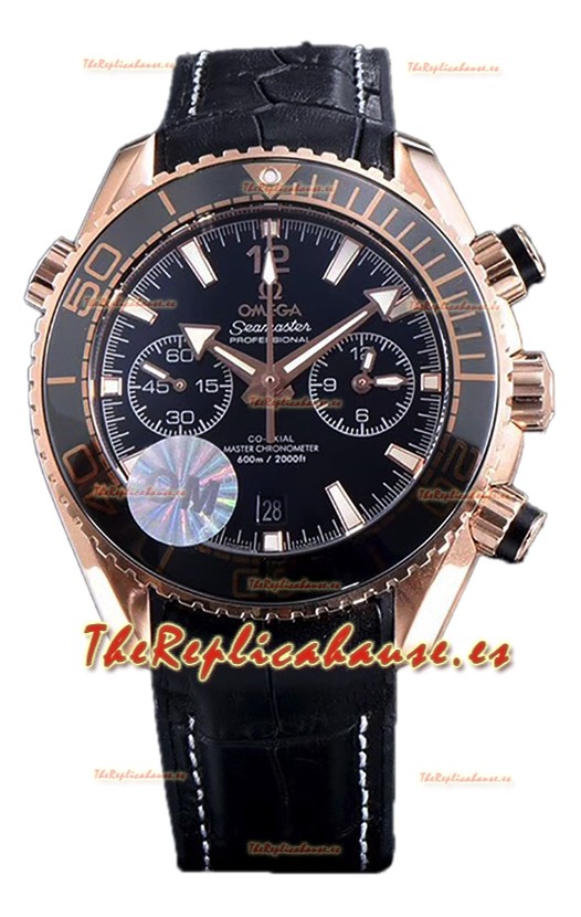 Omega Seamaster Planet Ocean 600M Sedna Gold Correa Piel 45.5MM Reloj Réplica Espejo 1:1 