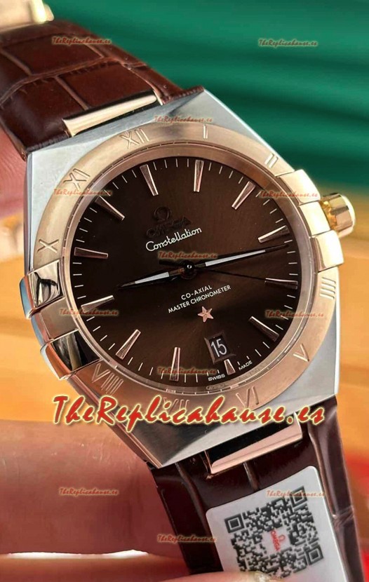 Omega Co-Axial Constellation 39MM Dial Marrón Oro Rosado Dos Tonos Reloj Réplica Espejo 1:1