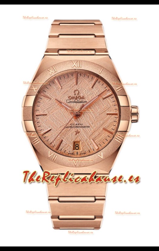 Omega Co-Axial Constellation Oro Rosado Meteorite Dial Réplica Espejo 1:1 41MM