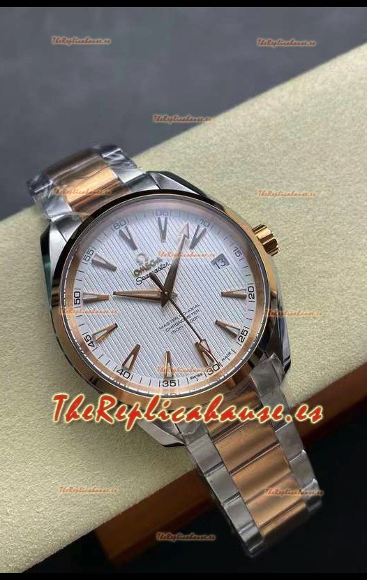 Omega Aqua Terra 150M Dial Blanco 904L Caja Oro Rosado Dos Tonos Réplica Espejo 1:1 41MM 