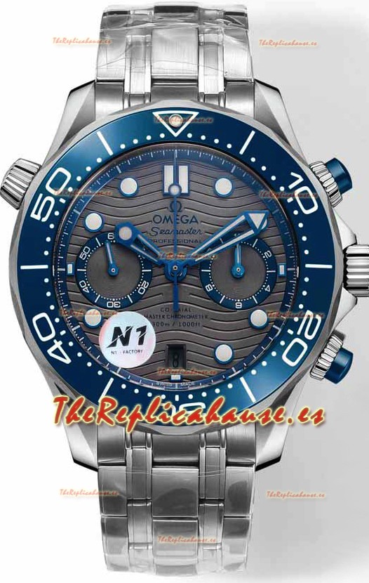 Omega Seamaster Co-Axial Master Chronograph Dial Acero Inoxidable Gris 44MM Réplica Espejo 1:1