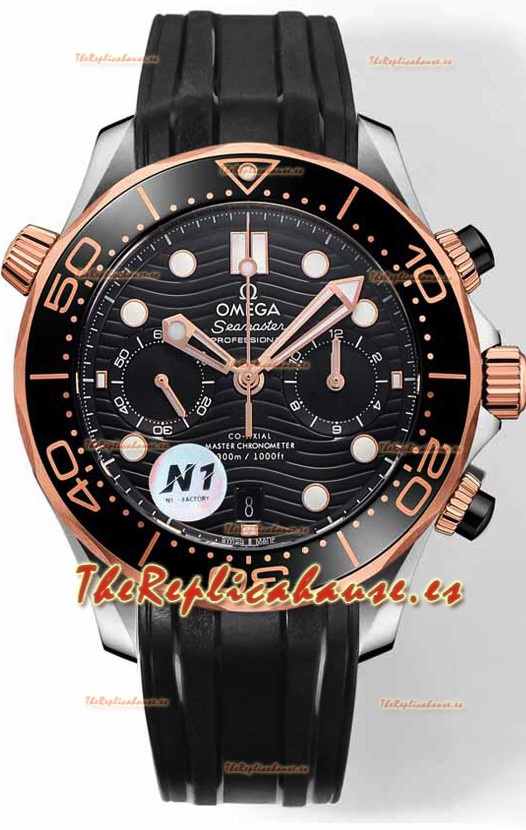 Omega Seamaster Co-Axial Master Chronograph Dial Negro Dos Tonos 44MM Réplica Espejo 1:1