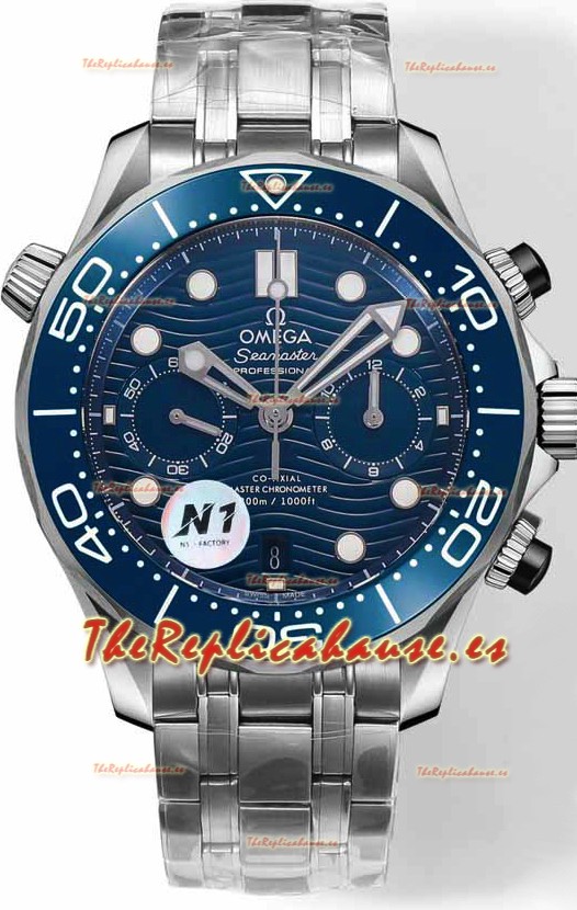 Omega Seamaster Co-Axial Master Chronograph Dial Acero Inoxidable Azul 44MM Réplica Espejo 1:1
