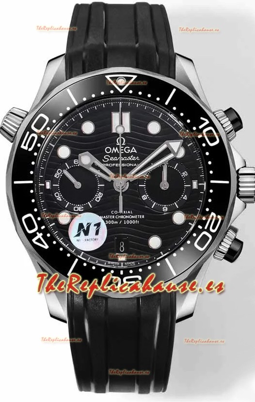 Omega Seamaster Co-Axial Master Chronograph Dial Acero Inoxidable Negro 44MM Réplica Espejo 1:1