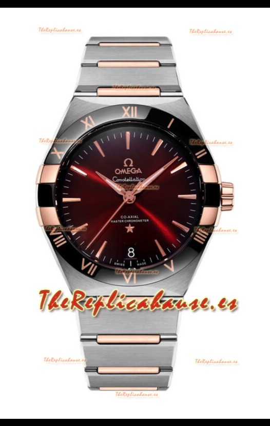 Omega Co-Axial Constellation Dial de Dos Tonos Negro Burgundy Réplica Espejo 1:1 41MM