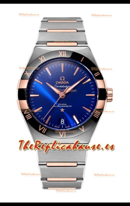 Omega Co-Axial Constellation Dial de Dos Tonos Azul Burgundy Réplica Espejo 1:1 41MM