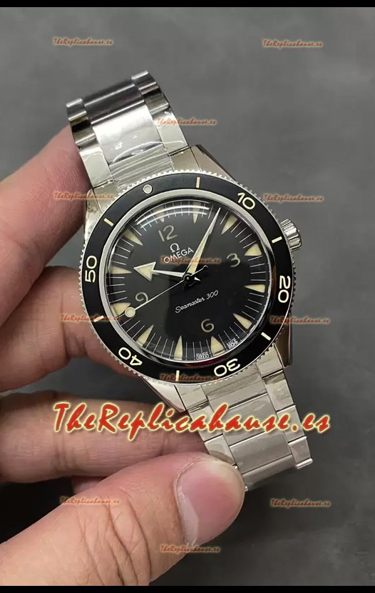 Omega Seamaster 300 Dial Negro Reloj Réplica Suizo a Espejo 1:1