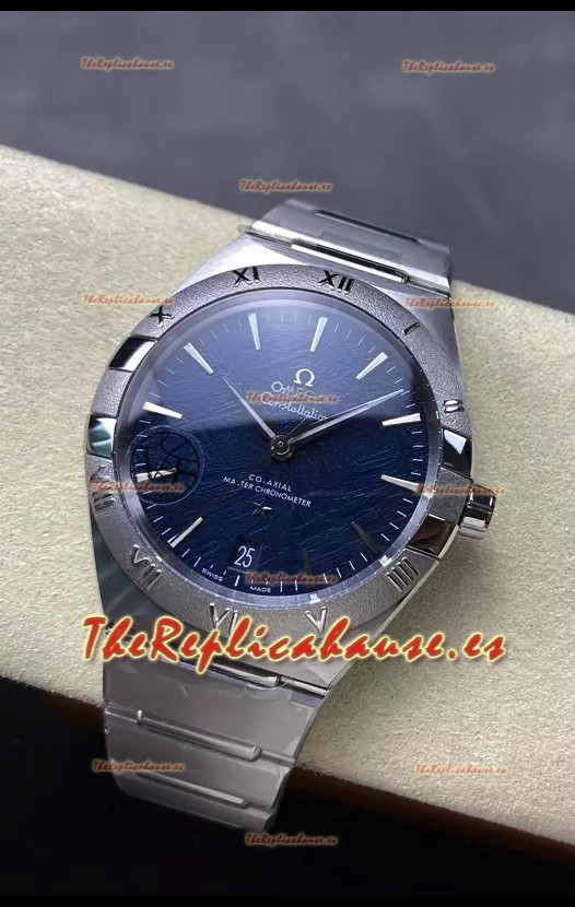 Omega Super Clone Co-Axial Constellation Inoxidable Dial Azul Texturizado Reloj Réplica