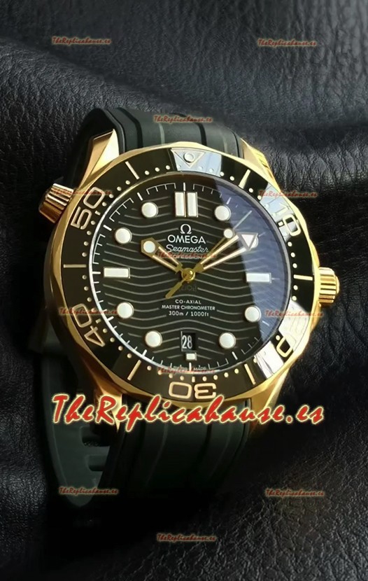 Omega Seamaster Super Clone 300M Master Chronometer Dial Oro Rosado Reloj Verde