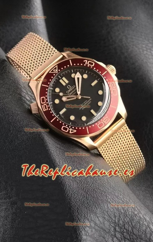 Omega Seamaster Super Clone 300M Reloj Edición Diver Dial Negro Oro Rosado