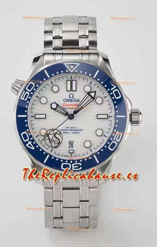 Omega Seamaster 300M Co-Axial Master Cronómetro Azul/Blanco Reloj Réplica Suizo a espejo 1:1