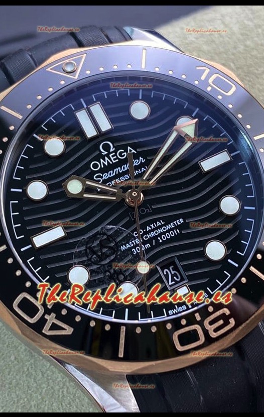 Omega Seamaster 300M Co-Axial Master Cronómetro Dial Negro Caja en Dos Tonos Réplica a Espejo 1:1