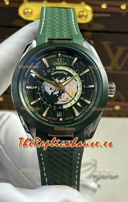 Omega Seamaster Aqua Terra 150M Worldtime Correa Goma Reloj Réplica Suizo