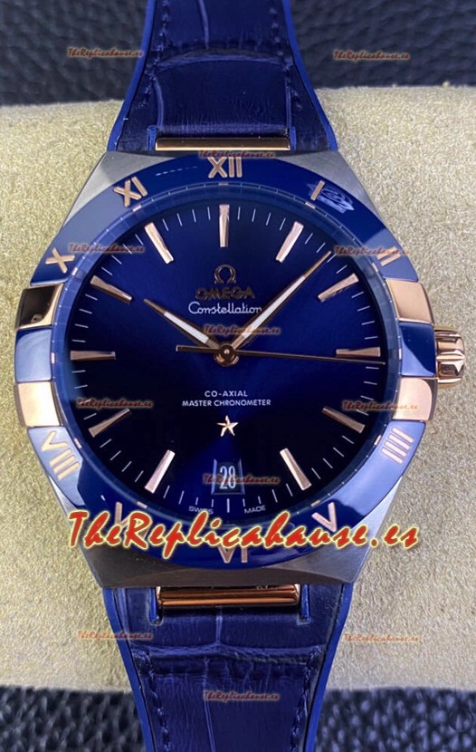 Omega Co-Axial Constellation 41MM Acero 904L - Dial Azul Reloj Réplica Espejo 1:1