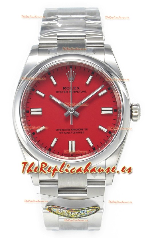 Rolex Oyster Perpetual Super Clone REF#126000 36MM Movimiento Suizo Réplica Suiza Dial Rojo Réplica Suiza