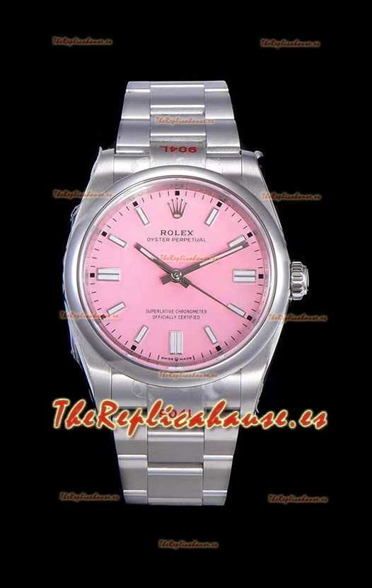 Rolex Oyster Perpetual REF#124300 41MM Movimiento Cal.3230 Réplica Suizo Dial Rosado Acero 904L Reloj Réplica a Espejo 1:1