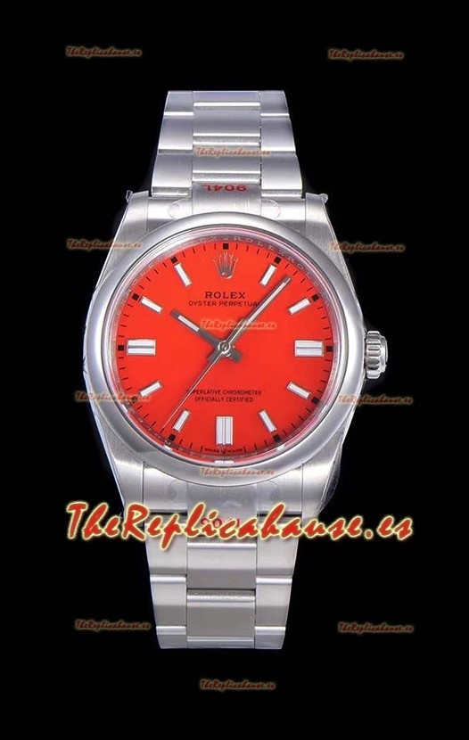 Rolex Oyster Perpetual REF#124300 41MM Movimiento Cal.3230 Réplica Suizo Dial Rojo Acero 904L Reloj Réplica a Espejo 1:1