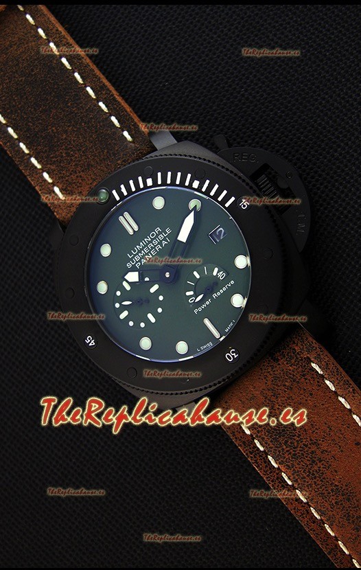Panerai Luminor Submersible Reloj Réplica Japonés con Indicador de Reserva de Energía y Revestimiento en PVD