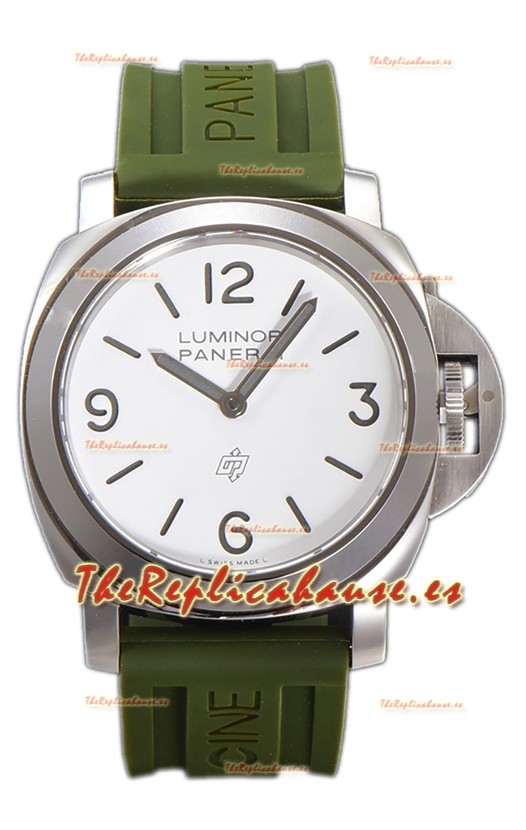 Panerai Luminor Base Logo PAM1087 Dial Blanca Calidad Espejo 1:1 - Acero 904L en Correa de Goma