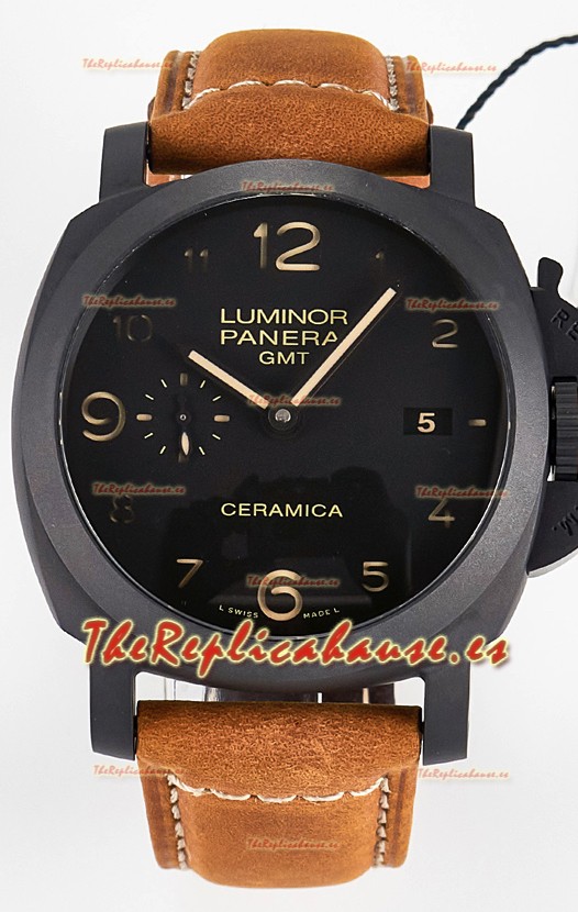 Panerai Super Clone Luminor Marina 42MM PAM441 GMT Caja Cerámica Reloj Réplica Suizo