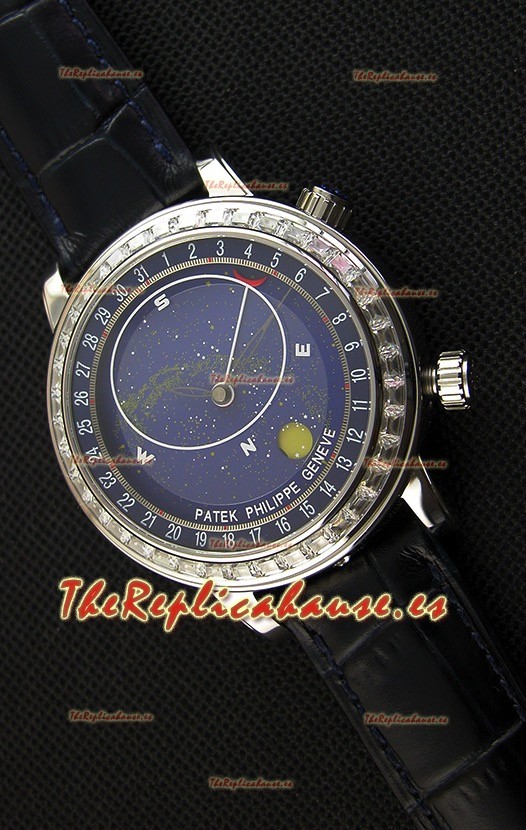 Patek Philippe Grand Complication 6102P Celestial Moon Age Reloj Réplica Suizo con Dial en Azul