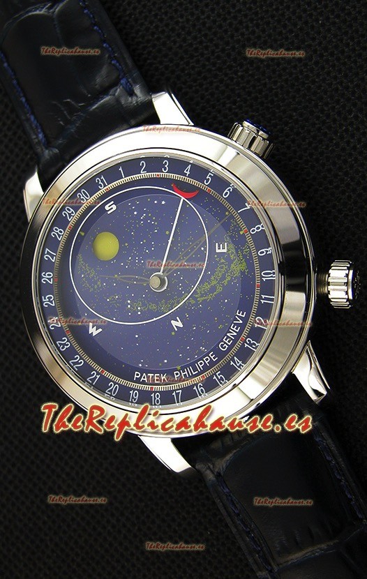 Patek Philippe Grand Complication 6102P Celestial Moon Age Reloj Réplica Suizo con Dial en Azul