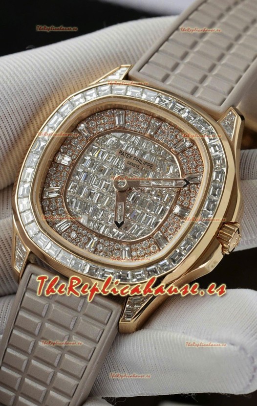 Patek Philippe Aquanaut 5062/450R-001 Oro Rosado Pavimentado de Diamantes Reloj Réplica Suiza 