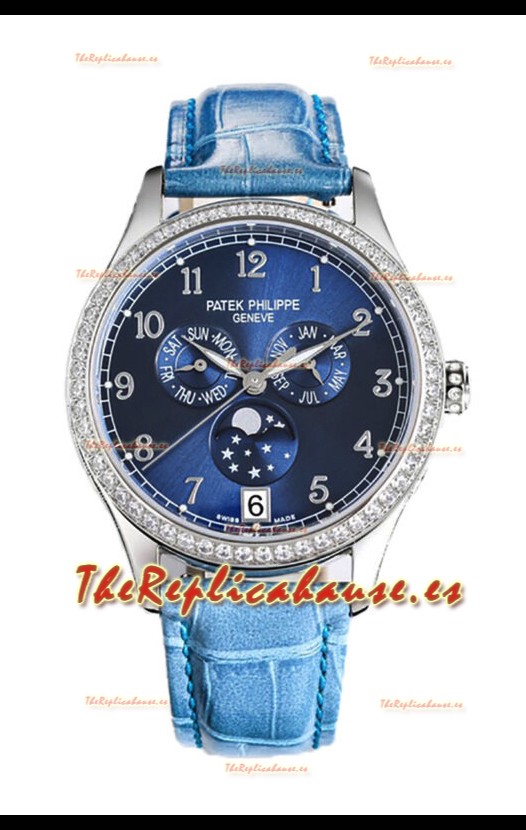 Patek Philippe Complications 4948G Annual Calendar Moonphase Dial Azul Oro Rosado Réplica Suiza 