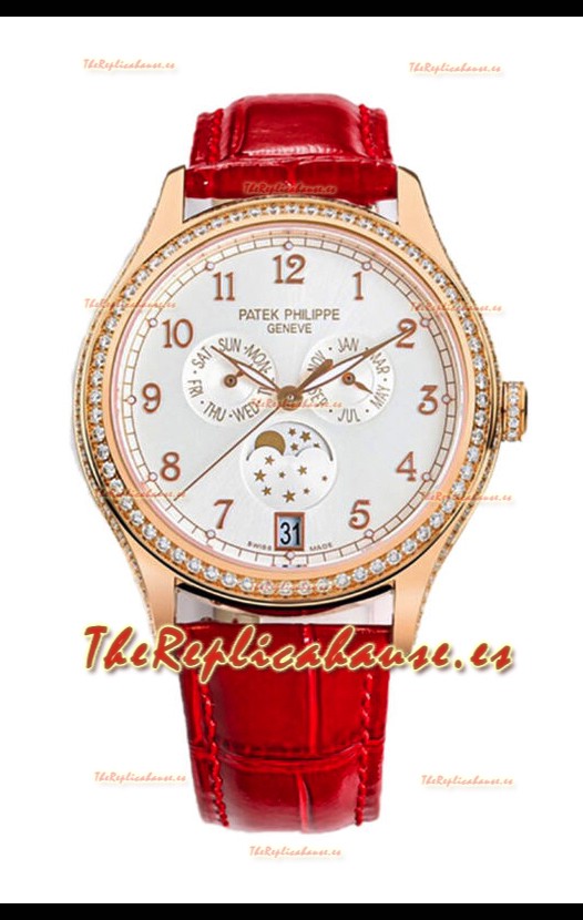Patek Philippe Complications 4948G Annual Calendar Moonphase Dial Blanco Oro Rosado Réplica Suiza 
