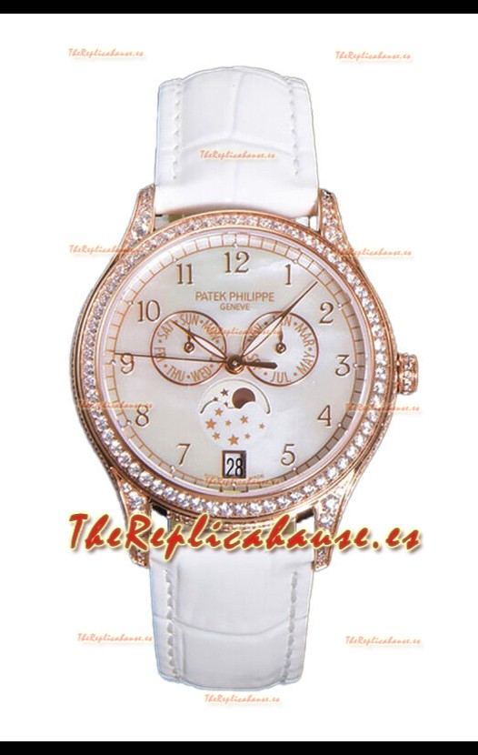 Patek Philippe Complications 4948G Annual Calendar Moonphase Dial Perla Oro Rosado Réplica Suiza