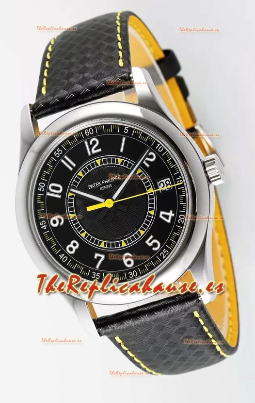 Patek Philippe Calatrava 6007 Dial Negro Manecillas Amarillas Caja Acero 904LReloj Réplica Espejo 1:1