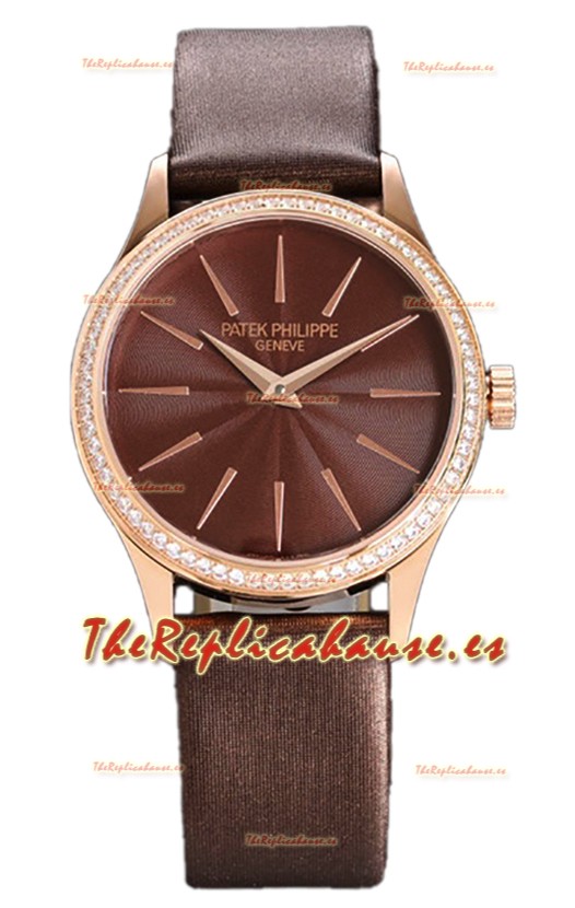 Patek Philippe Calatrava 4997 Ladies Reloj Oro Rosado Dial Marrón con Movimiento Suizo Automático