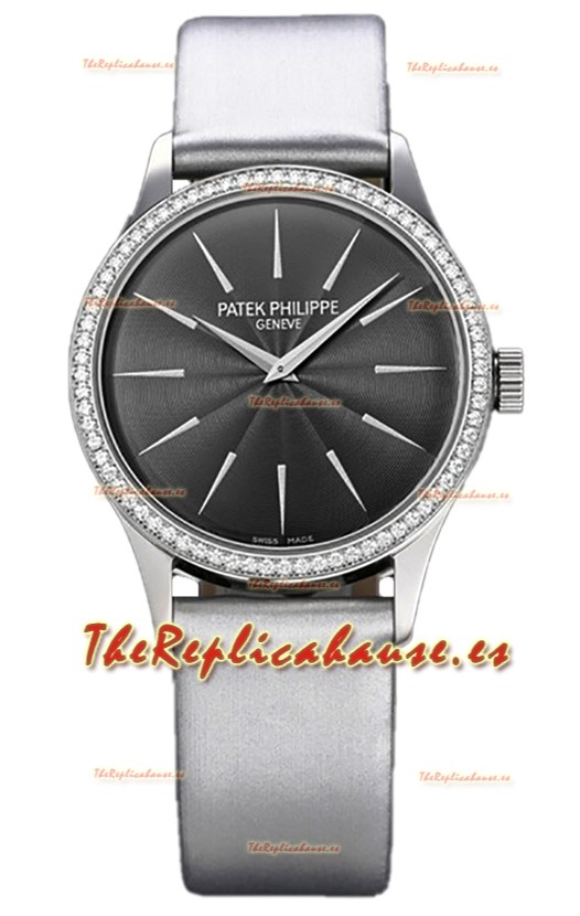 Patek Philippe Calatrava 4997 Ladies Reloj Caja Acero Dial Gris con Movimiento Suizo Automático