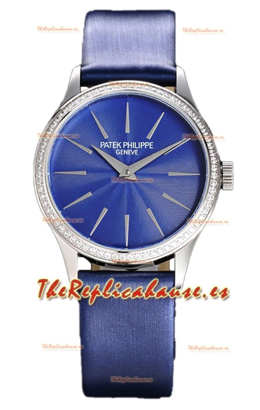 Patek Philippe Calatrava 4997 Ladies Caja Acero Dial Azul con Movimiento Suizo Automático