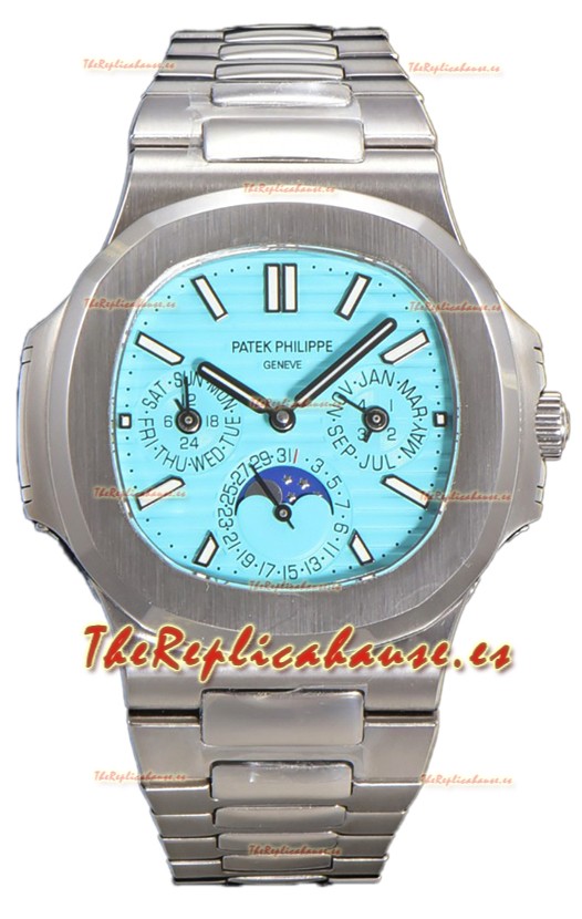 Patek Philippe Nautilus 5740 Perpetual Calendar Oro Blanco Dial Tiffany Reloj Réplica Suiza 