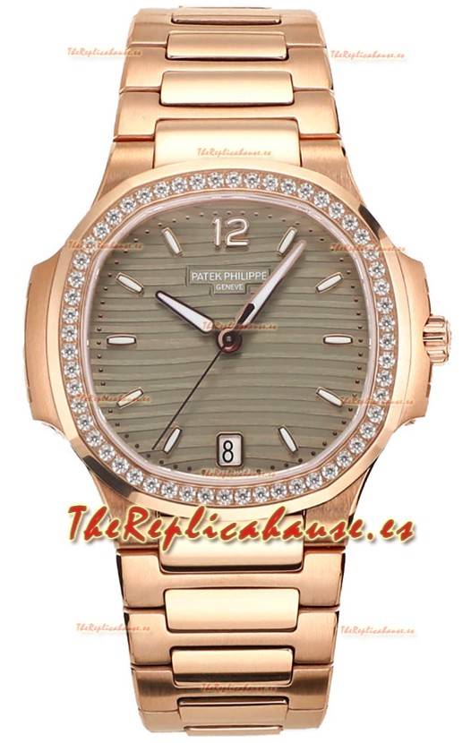 Patek Philippe Nautilus 7118R 35MM 1:1 Oro Rosado Dial Gris Reloj Réplica Espejo 1:1