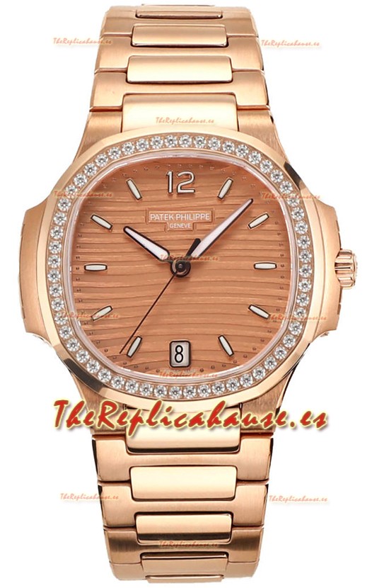Patek Philippe Nautilus 7118R 35MM 1:1 Caja y Dial Oro Rosado Reloj Réplica Espejo 1:1