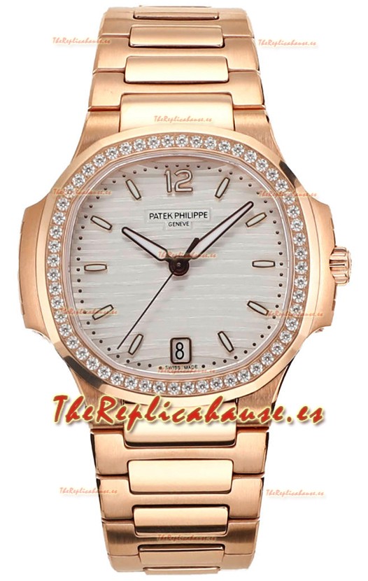 Patek Philippe Nautilus 7118R 35MM 1:1 Oro Rosado Dial Blanco Reloj Réplica Espejo 1:1