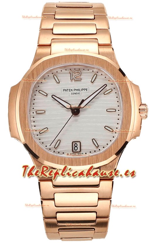 Patek Philippe Nautilus 7118R 35MM 1:1 Oro Rosado Dial Blanco Reloj Réplica Espejo 1:1