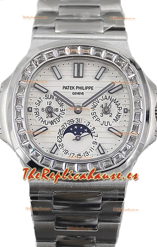 Patek Philippe Nautilus 5740 Perpetual Calendar Acero Inoxidable Dial Blanco Reloj Réplica Suiza