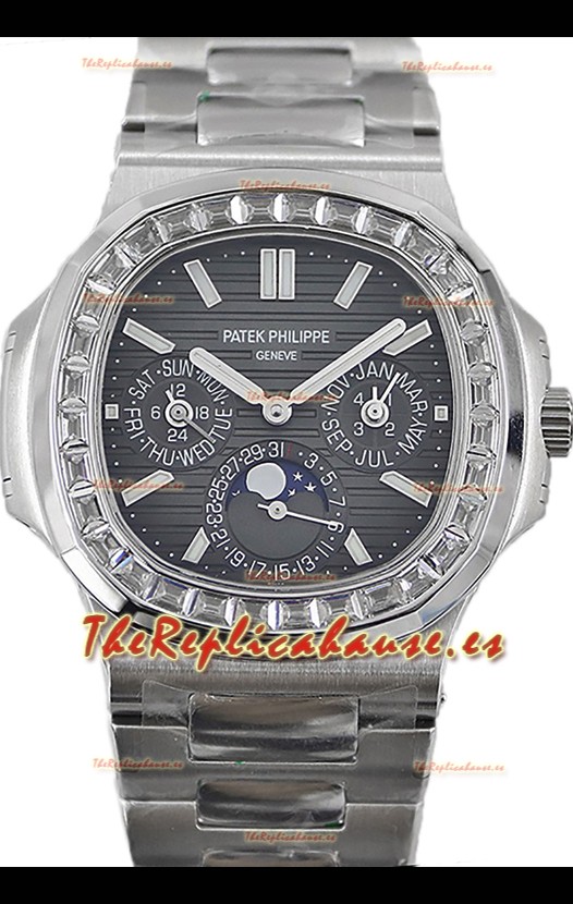 Patek Philippe Nautilus 5740 Perpetual Calendar Acero Inoxidable Dial Gris Reloj Réplica Suiza 
