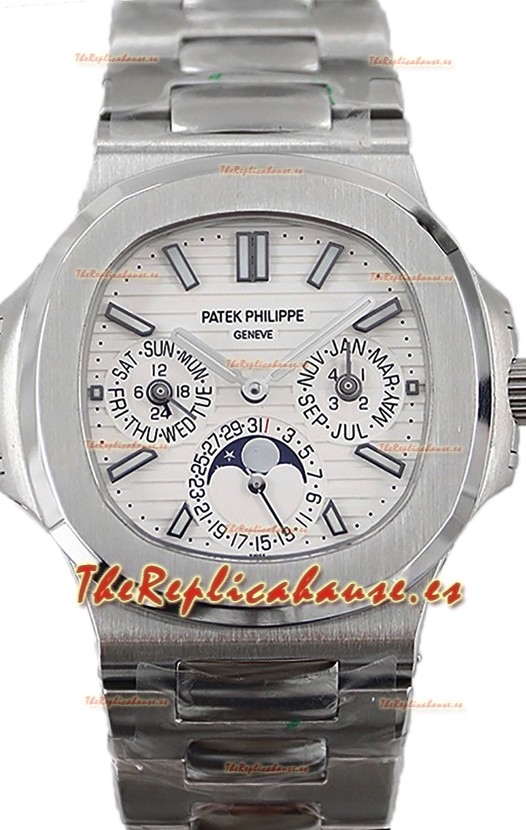 Patek Philippe Nautilus 5740 Perpetual Calendar Acero Inoxidable Dial Blanco Reloj Réplica Suiza