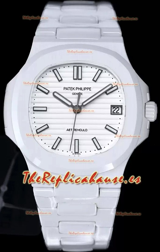 Patek Philippe Nautilus 5711 AET Remould Edición Cerámica Blanca Dial Blanco Reloj Réplica Suiza