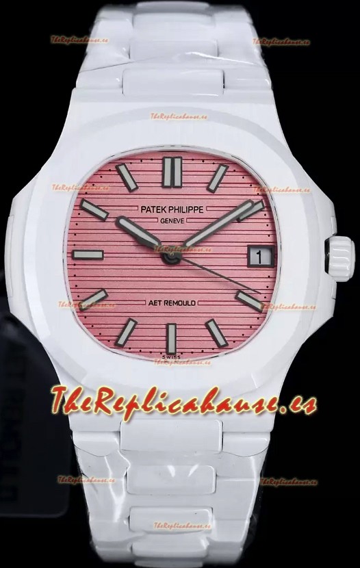 Patek Philippe Nautilus 5711 AET Remould Edición Cerámica Blanca Dial Rosado Reloj Réplica Suiza