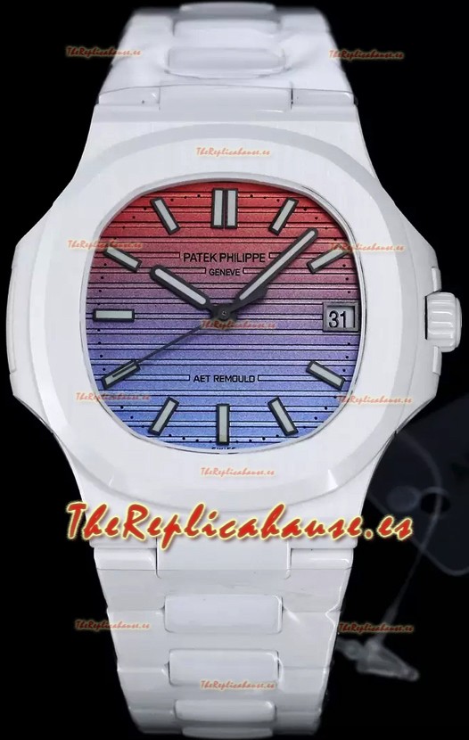 Patek Philippe Nautilus 5711 AET Remould Edición Cerámica Blanca Dial Degradado Reloj Réplica Suiza