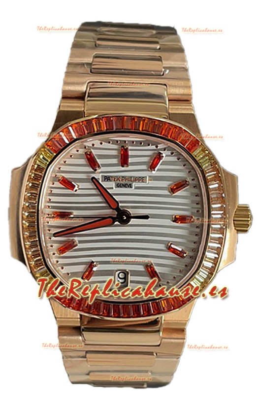 Patek Philippe Nautilus 7118R 35MM 1:1 Caja Oro Rosado Dial Blanco Reloj Réplica Espejo 1:1